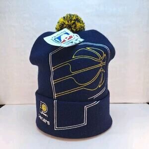 Indiana Pacers NBA Basketball Vtg Y2K Cuffed Winter Beanie Sports Hat Ski Cap